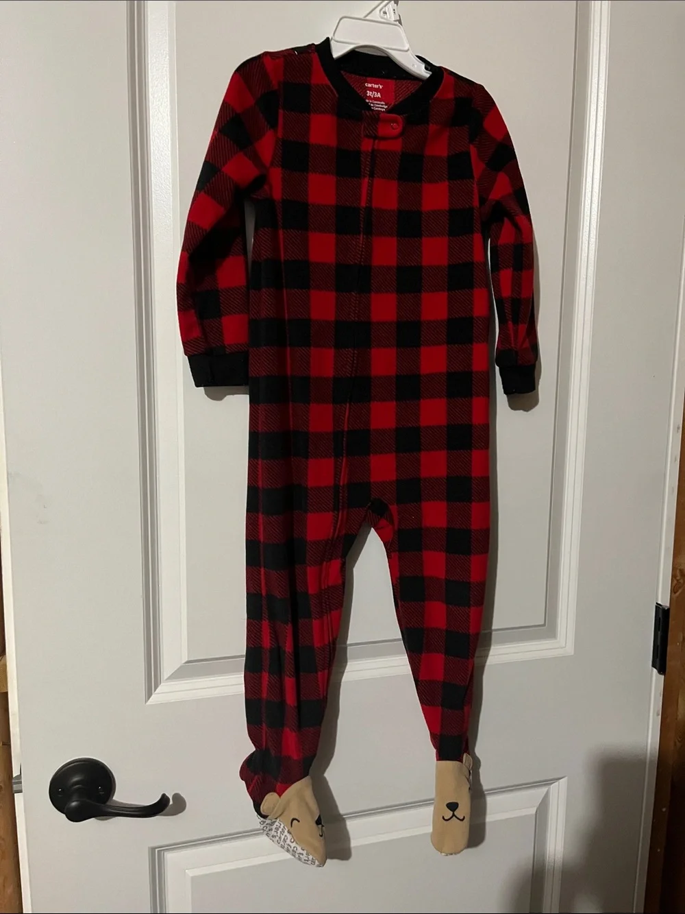 Carter's Red and Black Buffalo Plaid Footed One-Piece